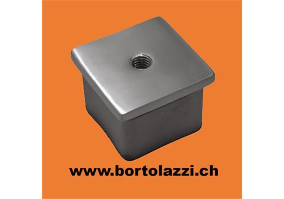 Rohrendstücke quadratisch (40 x 40mm) flach mit Gew. M8